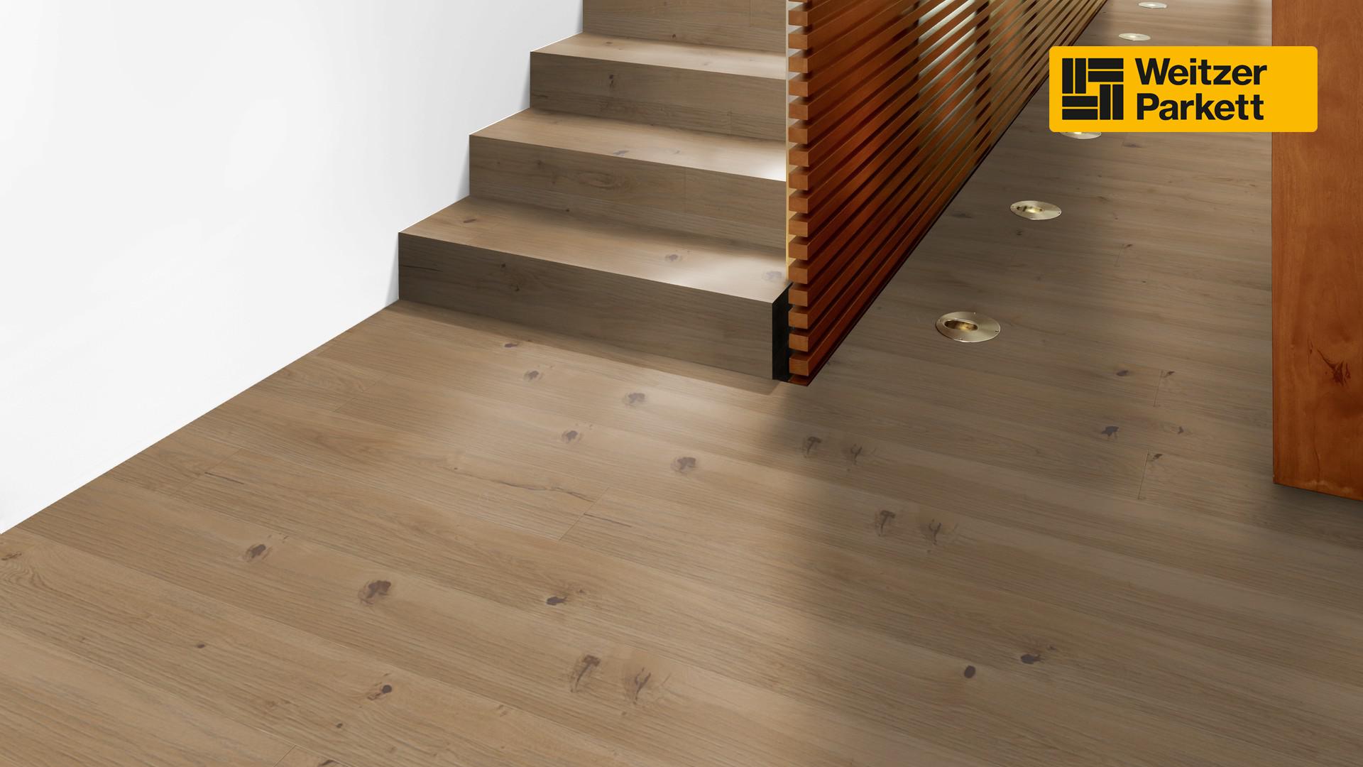 Weitzer Parkett Charisma Einblatt Eiche Auster | wild | gefast