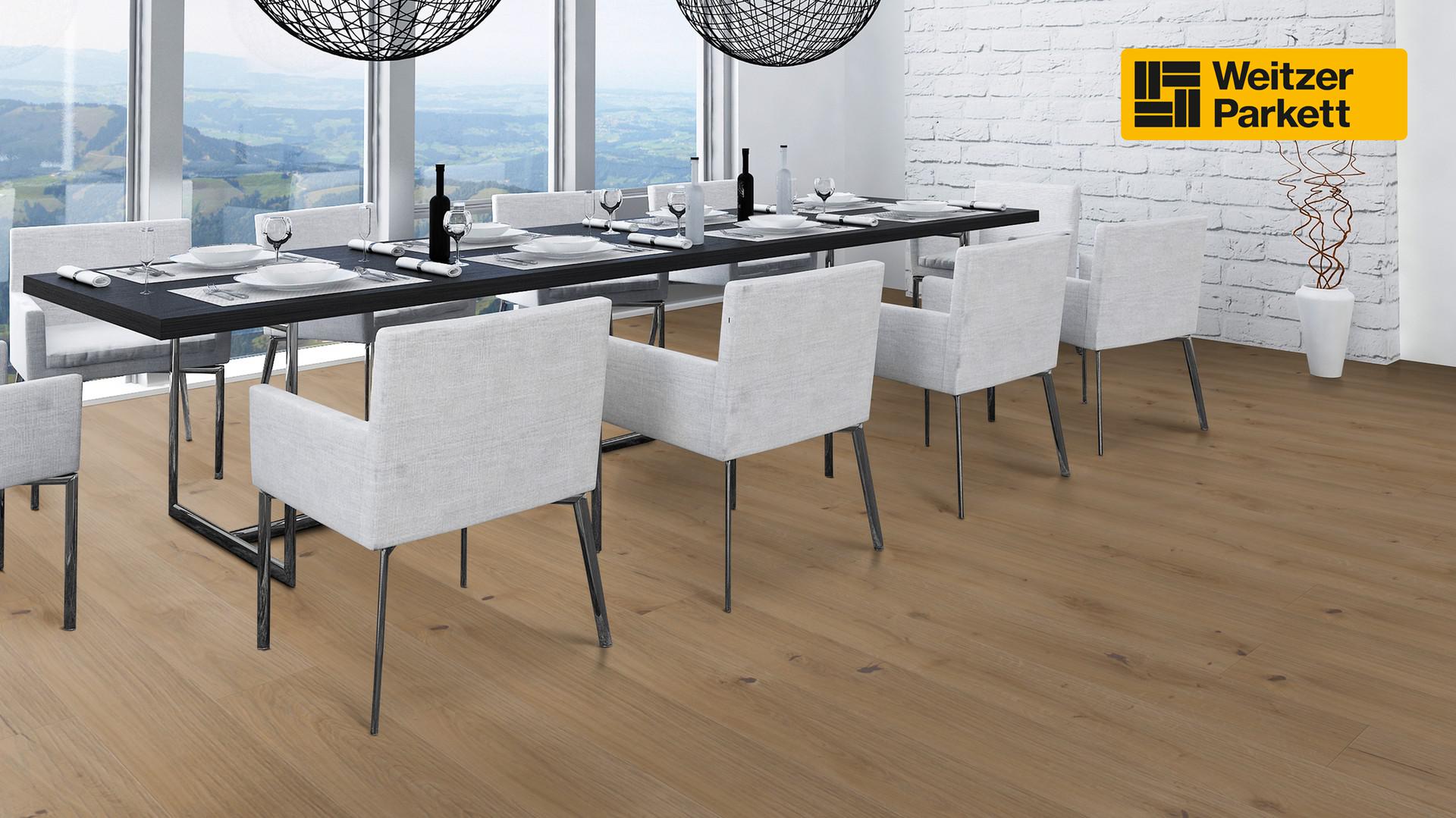 Weitzer Parkett Charisma Einblatt Eiche Auster | wild | gefast